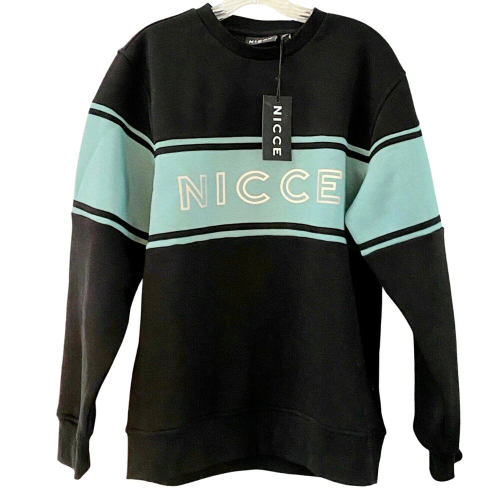 NICCE Reflective Logo Mens Panel Crewneck Sweatshirt London Streetwear